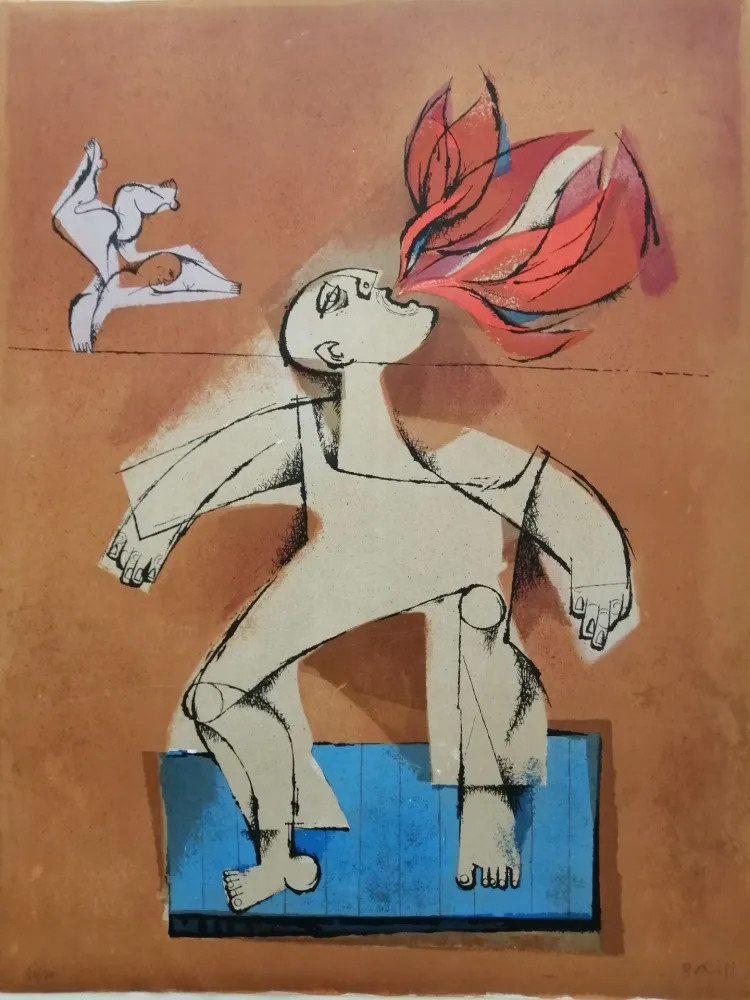 石版画 Briss - Le cracheur de feu