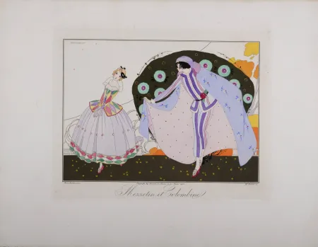 版画 Brunelleschi - Mezzetin et Colombine, 1914 - Masterpiece!