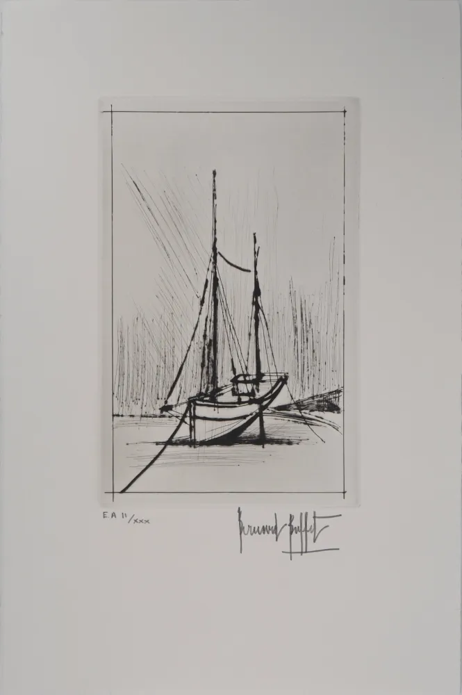 版画 Buffet - Bateau à marée basse