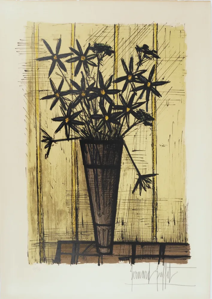 石版画 Buffet - Bouquet de fleurs