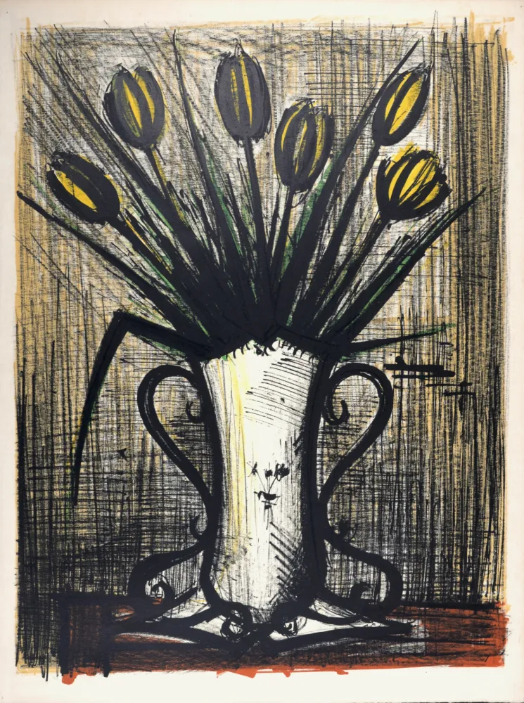 石版画 Buffet - Bouquet de tulipes jaunes