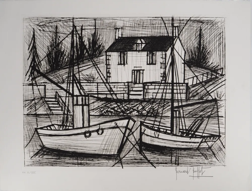 版画 Buffet - Bretagne : Port Saint-Jean
