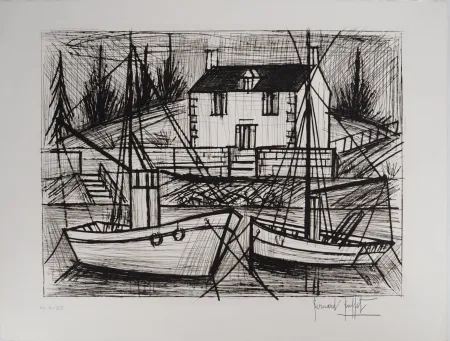 版画 Buffet - Bretagne : Port Saint-Jean
