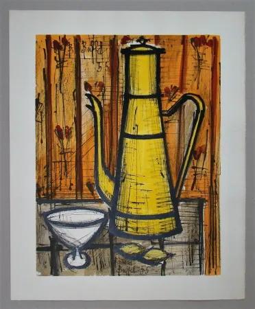 石版画 Buffet - Cafetière jaune, 1955
