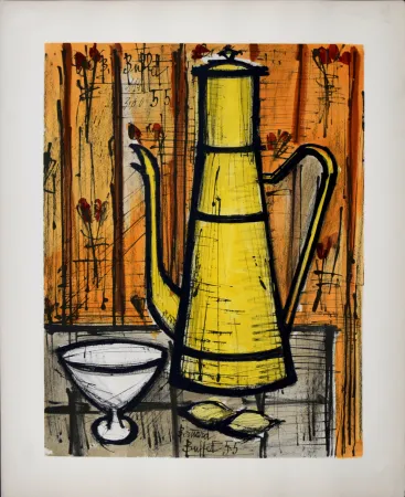 石版画 Buffet - Cafetière jaune, 1960 - Hand-numbered!
