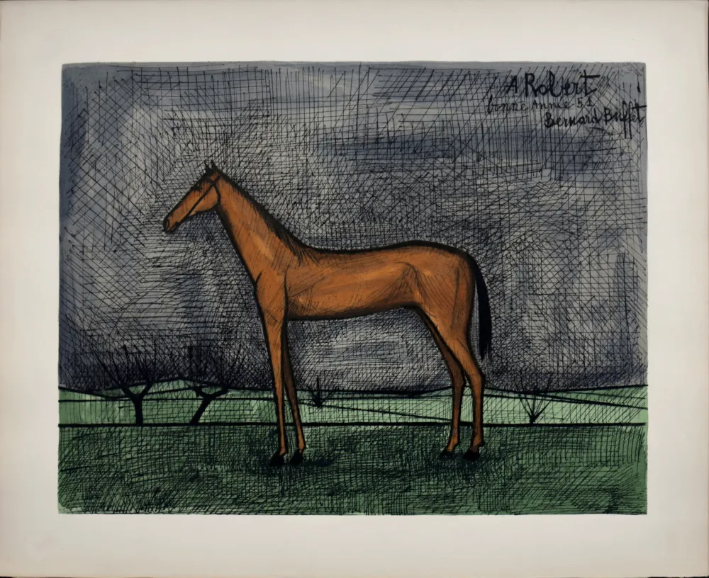 石版画 Buffet - Cheval de course, 1960 - Hand-numbered!