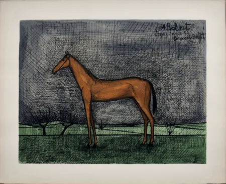 石版画 Buffet - Cheval de course, 1960 - Hand-numbered!