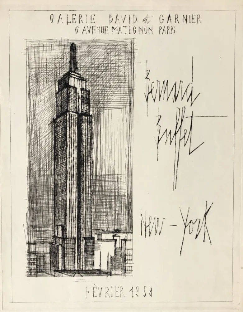 版画 Buffet - Galerie David et Garnier - 6 Avenue Matignon Paris (Empire State Building)