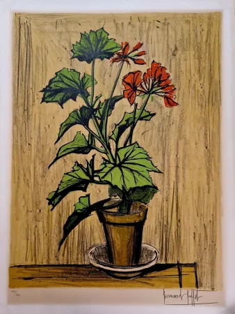 石版画 Buffet - Géranium