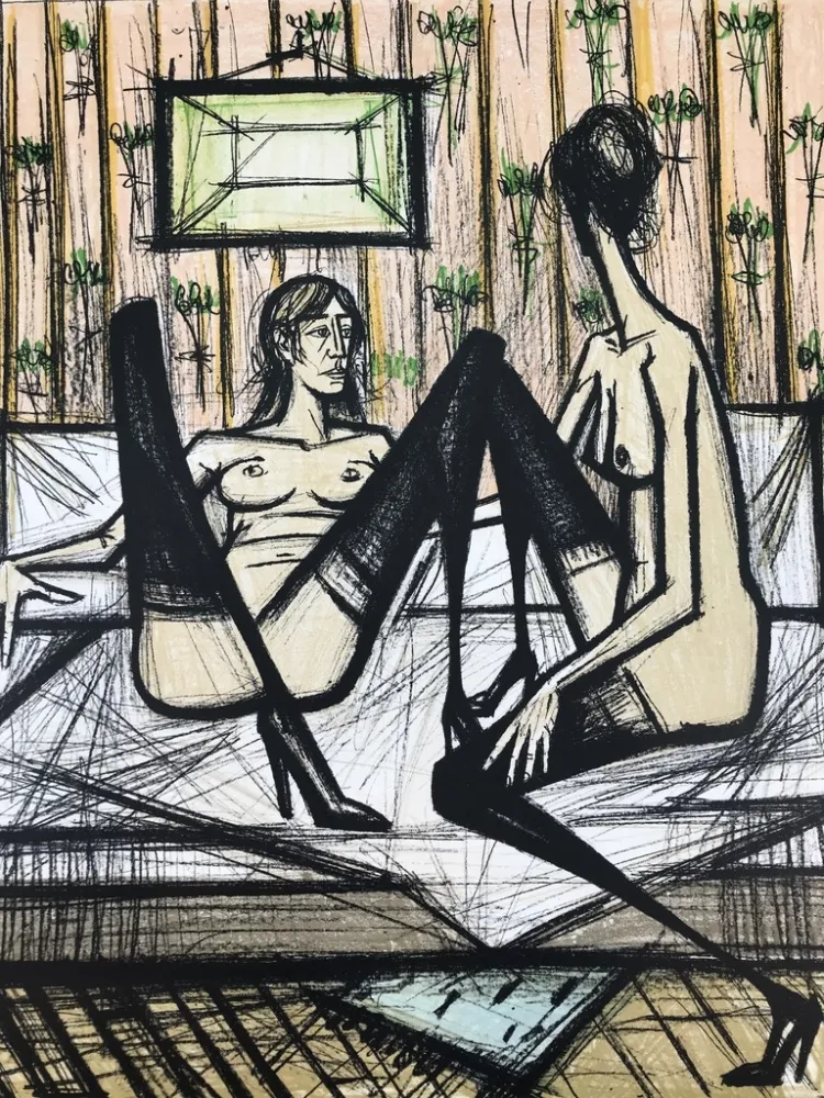 石版画 Buffet - Jeux de dames