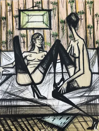 石版画 Buffet - Jeux de dames