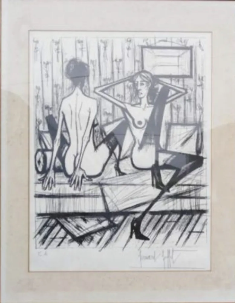 石版画 Buffet - Jeux de dames