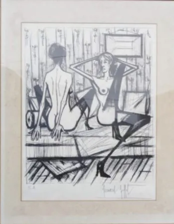 石版画 Buffet - Jeux de dames
