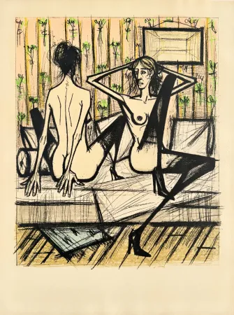 石版画 Buffet - Jeux de dames