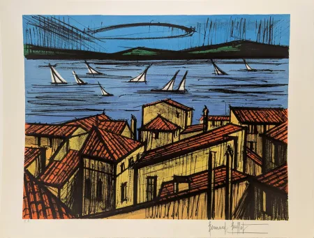 石版画 Buffet - La baie de Saint-Tropez 