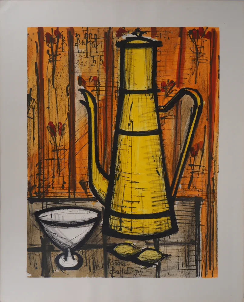 石版画 Buffet - La cafetière jaune