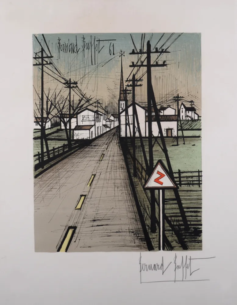 石版画 Buffet - La route, 1962 - Hand-signed!