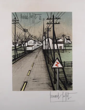 石版画 Buffet - La route, 1962 - Hand-signed!