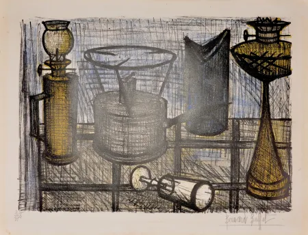 石版画 Buffet - Lampe à pétrole, 1954 - Hand-signed