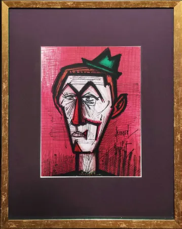 石版画 Buffet - Le Clown Rouge