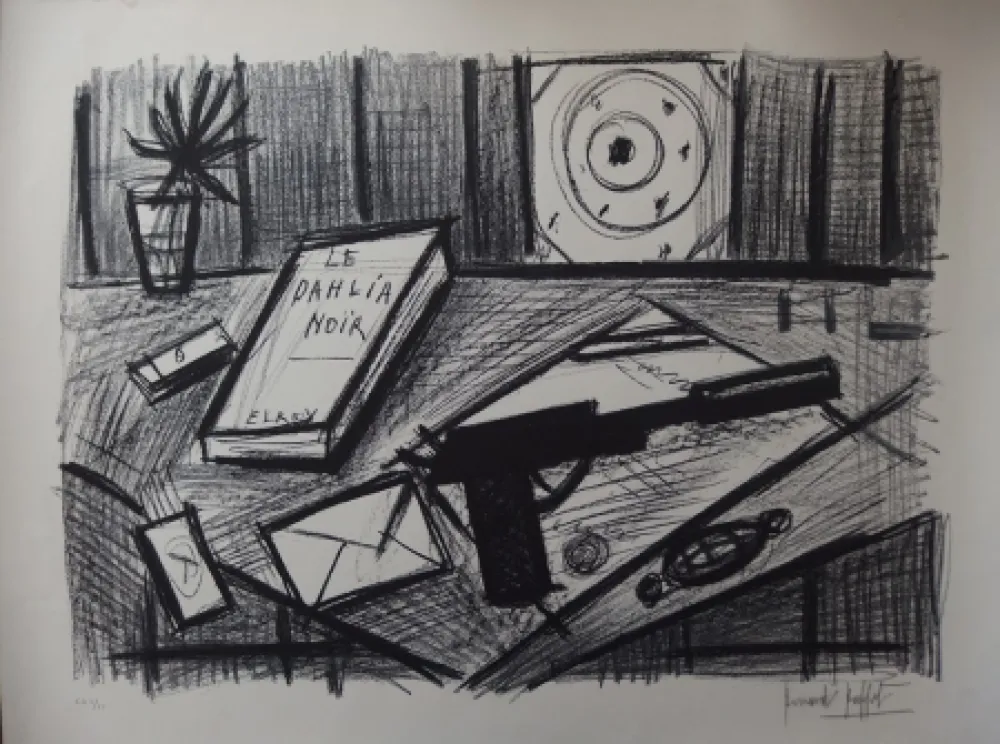 石版画 Buffet - Le Dahlia Noir