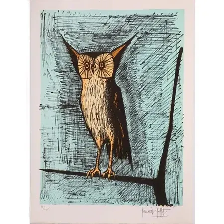 石版画 Buffet - Le hibou (1982)
