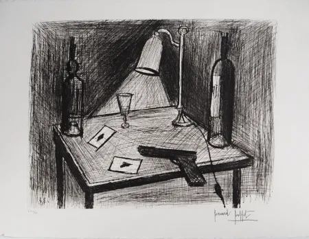 版画 Buffet - Le jeu de cartes, le pistolet