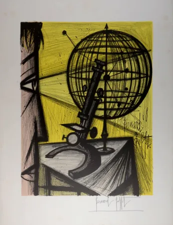 石版画 Buffet - Le Microscope