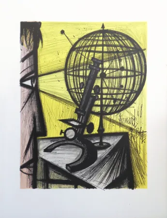 石版画 Buffet - Le Microscope