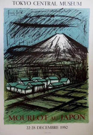 石版画 Buffet - Le mont Fuji et ses rizières