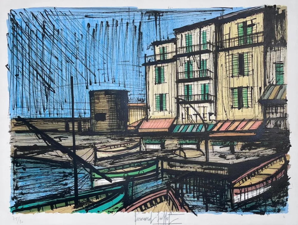 石版画 Buffet - Le port des pêcheurs 