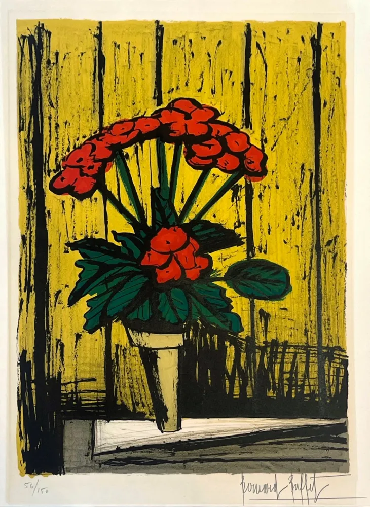 石版画 Buffet - Le pot de bégonias 