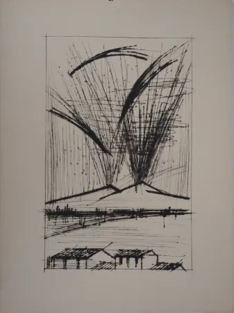 版画 Buffet - L'éruption du Vésuve