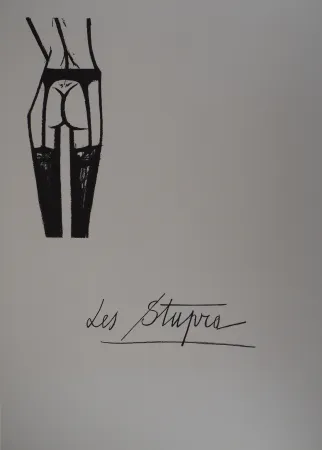 石版画 Buffet - Les Stupra, les jarretelles