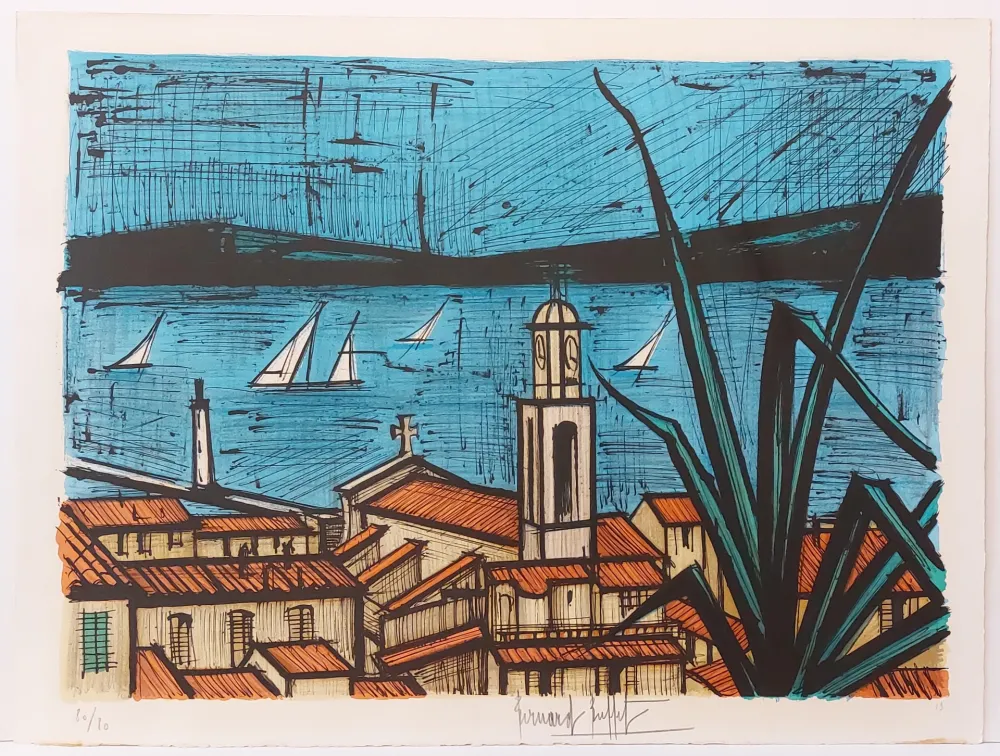 石版画 Buffet - Les Toits de Saint-Tropez 