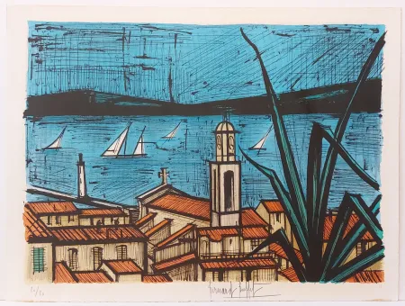石版画 Buffet - Les Toits de Saint-Tropez 