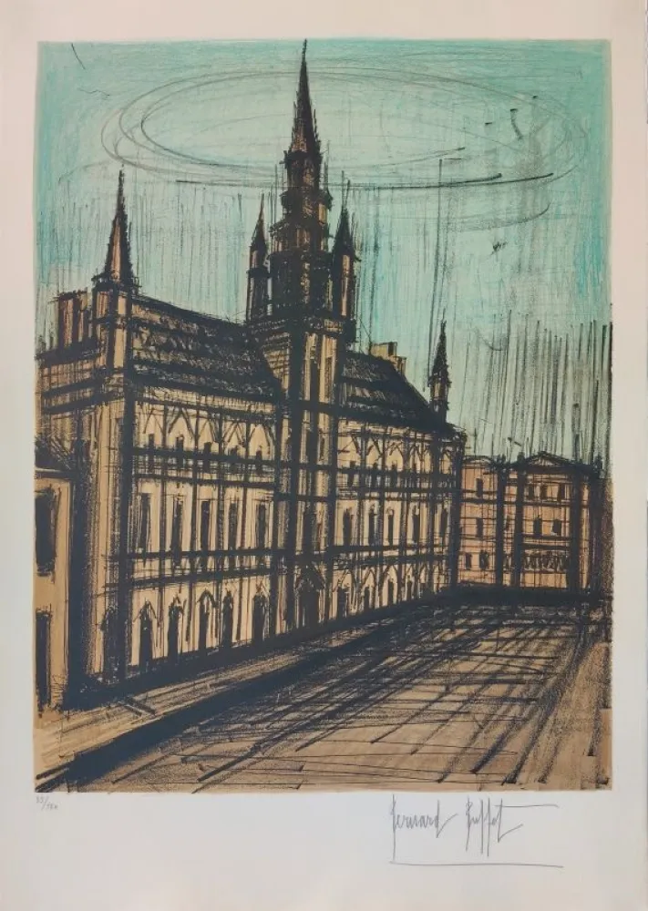 石版画 Buffet - L’Hôtel de ville de Bruxelles 