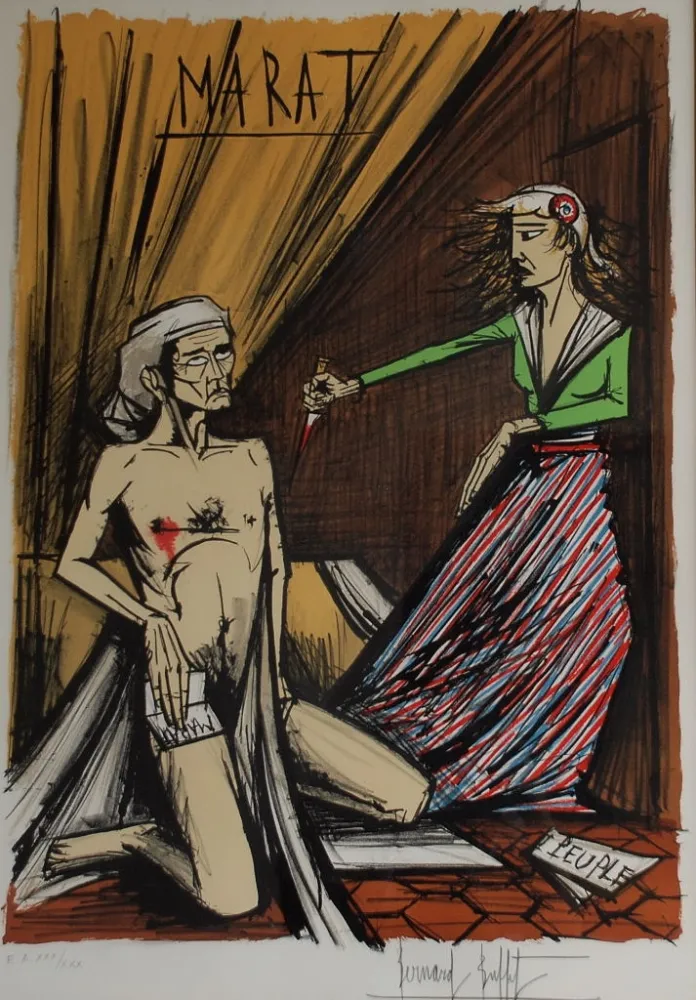 石版画 Buffet - Marat