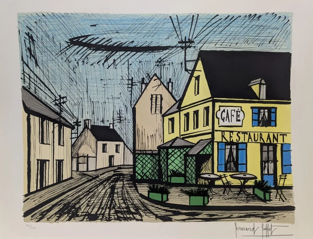 石版画 Buffet - Mareuil, le café jaune et bleu 