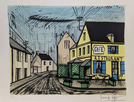 石版画 Buffet - Mareuil, le café jaune et bleu 