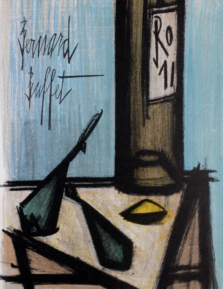 石版画 Buffet - Nature morte à la bouteille, 1967