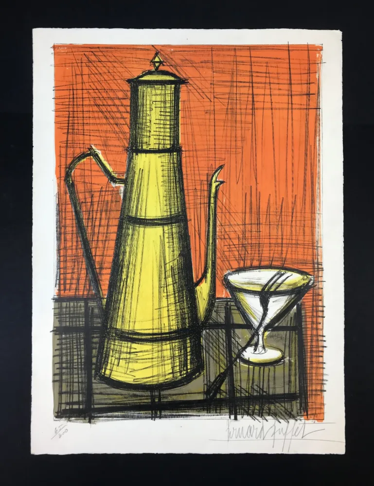 石版画 Buffet - NATURE MORTE A LA CAFETIERE