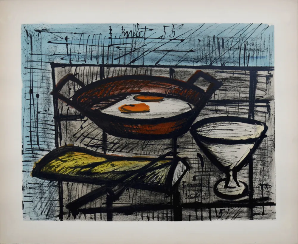 石版画 Buffet - Nature morte aux oeufs, 1960 - Hand-numbered!