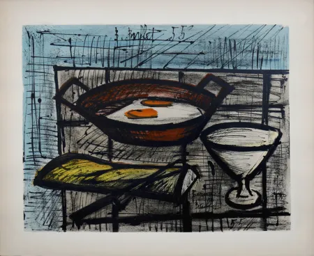 石版画 Buffet - Nature morte aux oeufs, 1960 - Hand-numbered!