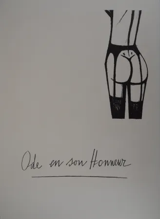 石版画 Buffet - Ode en son honneur, les jarretelles