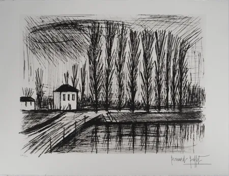 版画 Buffet - Peupliers au bord de l'eau