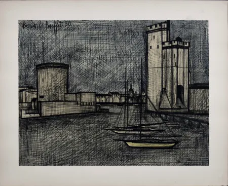 石版画 Buffet - Port de la Rochelle, 1960 - Hand-numbered!