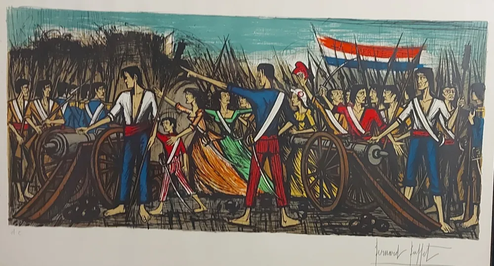 石版画 Buffet - Prise de la Bastille
