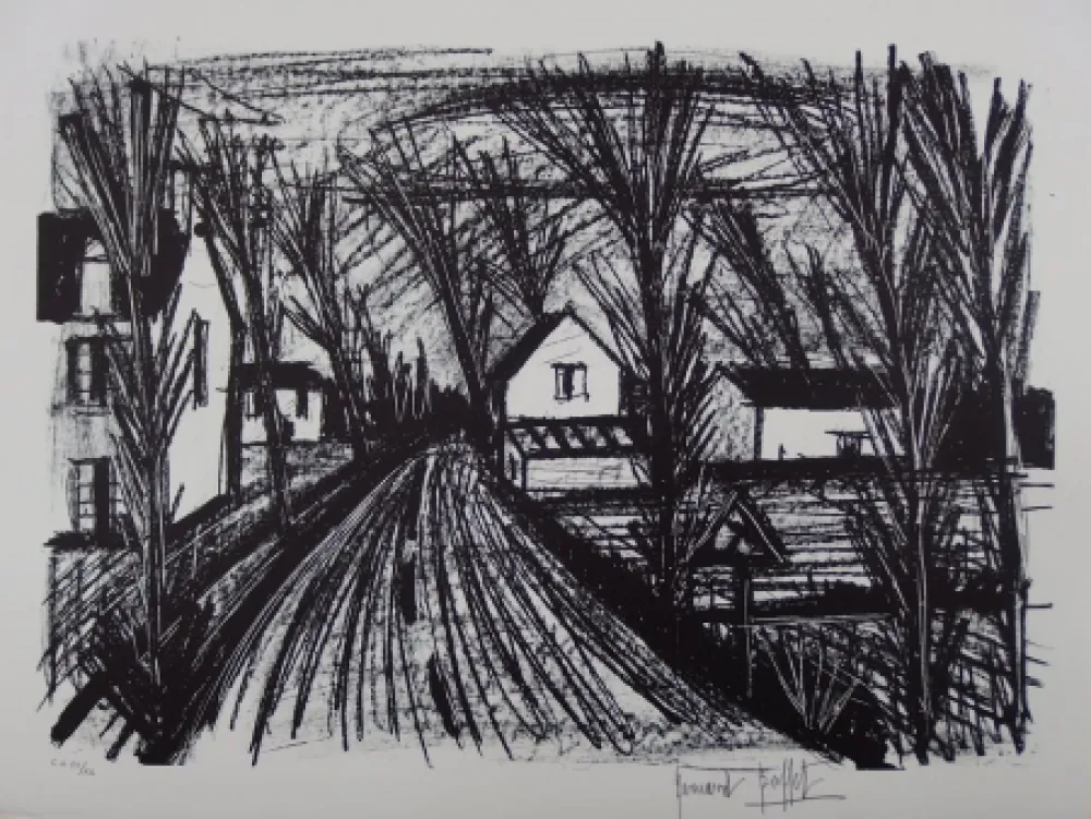 石版画 Buffet - Route de campagne