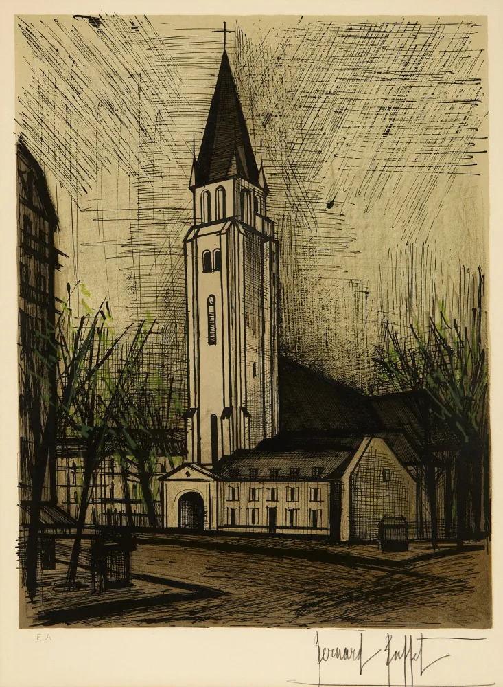 石版画 Buffet - Saint-Germain-des-Prés